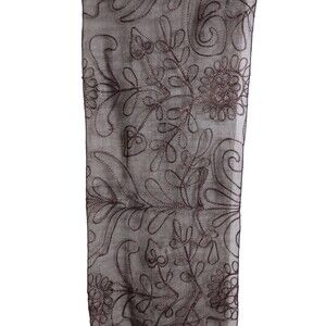 VintageSheer Floral Womens Scarf Head Neck Wrap Embroidered Brown Venture SEE